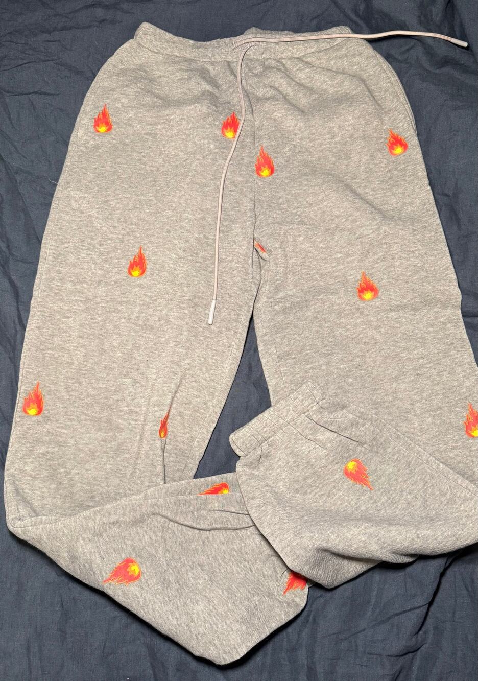 Gray Flame Print Sweatpants Size Small